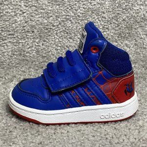 Adidas Hoops Marvel Spiderman Sneakers Toddler Blue & Red Shoes US Size 5K